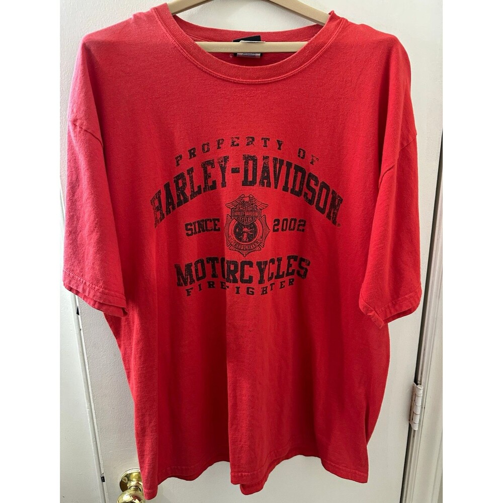 Harley-Davidson Property Of Motorcycles Firefighter Red T-Shirt XL